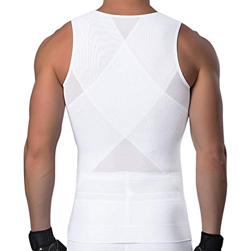 Gsks Compression Shirts For Men Body Shaper Slimming Shirts Shapewear With Zipper White #TOP1