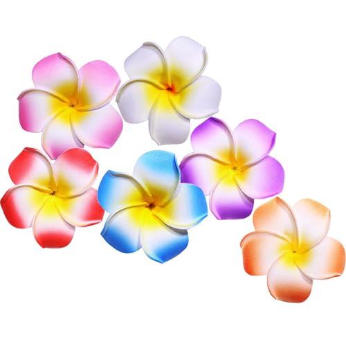 Hawaiian Flower Hair Clips 2.5-inch Frangipani Hair Clip Hawaiian-themed Party Decorations Suitable for Women and Girls 6Pc