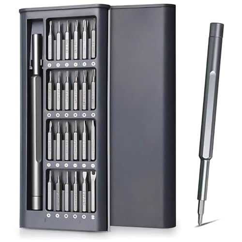 Kit Conjunto de Chave de Fenda Phillips torx 24 em 1 com Ponta Magnética Chave Mestra em Metal Precisão Ideal para Reparos em Celulares Notebooks Relógios Drones e Eletrônicos em Geral Linha Premium