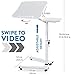 Tatkraft Like Portable Laptop Desk with Mouse Pad, Rolling Computer Stand with Adjustable Height, Sturdy and Ergonomic, White