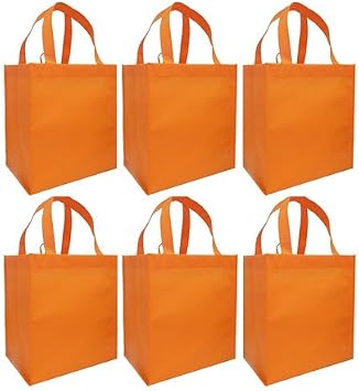 CYMA Reusable Grocery Totes, 6 Pack Orange