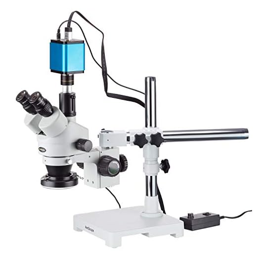 AmScope 3.5X-90X Simul-Focal Trinocular Zoom Stereo Microscope + LED Ring Light + 1080p Camera