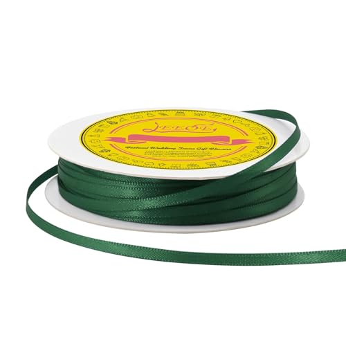 Image of Double Face Spruce Satin Thin Ribbon 1 /8 inch X 50 Yards Polyester Spruce Ribbon for Gift Wrapping Very Suitable for Weddings Party Hair Bow Invitation Decorations and More