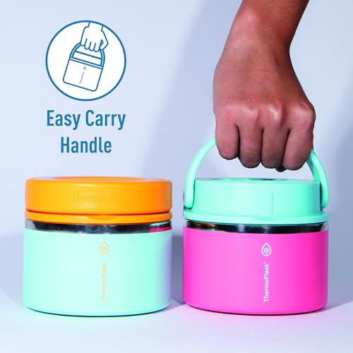 Image of Thermoflask 12 oz Double Wall Insulated Food Jar, 2-Pack, Mint + Sherbet /Tangerine + Mint