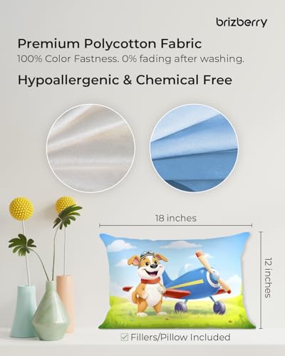 Image of Brizberry Kids Pillow Cushion with Super Soft Fabric | Animal & Cartoon Prints | 12x18 inches (Design 28)