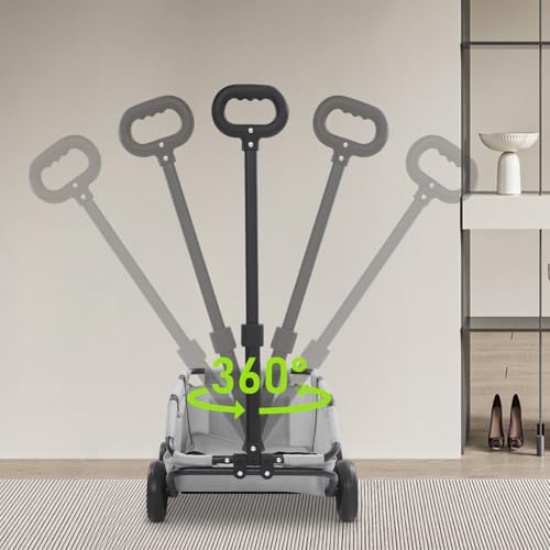 HarBin-Star - Mini Hundewagen für Haustiere, Hundebuggy Klappbar, Einkaufswagen mit Ausziehbarem Ziehgriff Im Freien, für Hunde & Katzen bis 10 kg (Grau)