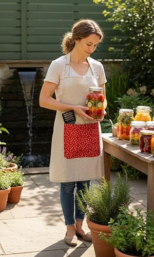 Image of Kitchen Apron for Women & Men | 100% Cotton | Cooking Apron with Big utility Pocket | Adjustable neck strap | Free Size | Kitchen Utensils Accessory