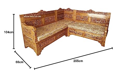 Image of Luxury Wooden Teakwwood Five Seater Sofa Set for Living Room (Honey Brown) Solid Wood Outdoor Chair 5 Seater Sofa | (15)