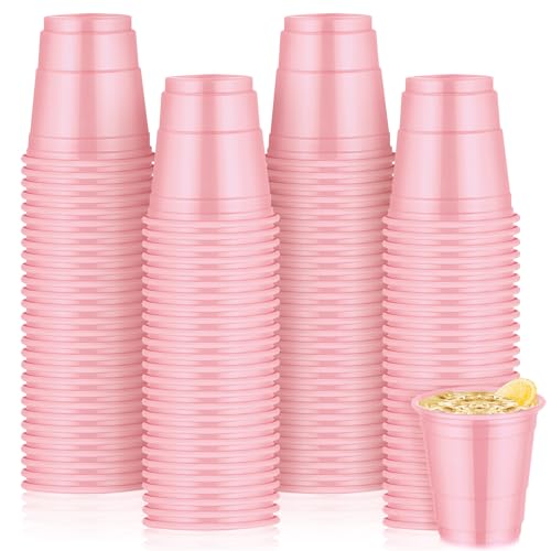 Roshtia 100 Pcs 2 oz Halloween Plastic Shot Cups, Light Pink