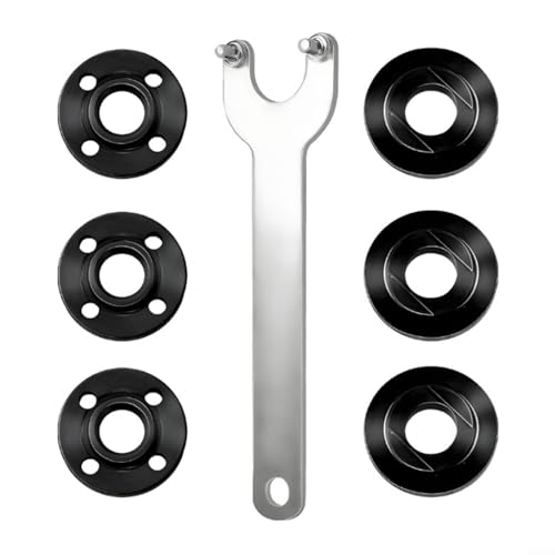 HEIBTENY Jeu de clés à plaque de pression pour meuleuse d'angle 5/8-11 avec 3 écrous à bride internes et 3 écrous à bride externes, outil de contre-écrou robuste en acier au carbone pour modèles 9029