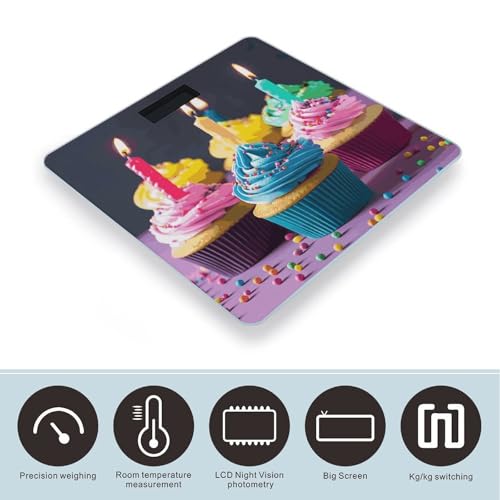 Báscula Digital de Vidrio Templado Colorful Happy Birthday Cupcakes miniatura 3