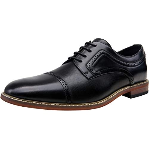 Vostey Men's Dress Shoes Classic Formal Business Cap Toe Wingtip Oxfords Lace Up Derby Shoes
