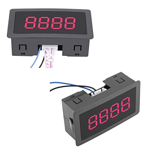 Image of FTVOGUE Auto Digital Counter DC LED Digital Display 4 Digit 0-9 Up /Down Plus /Minus Panel Counter Meter with Cable(Red)