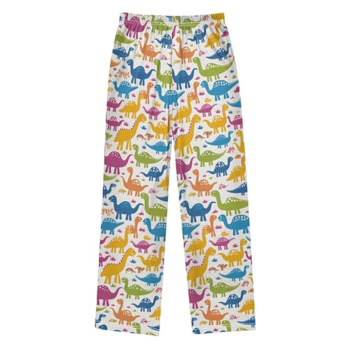 Pajama Pants Sleep Pants Soft Elastic Waist Pajama Lounge Pants Green Purple Dinosaur for 6-14 Years Old2