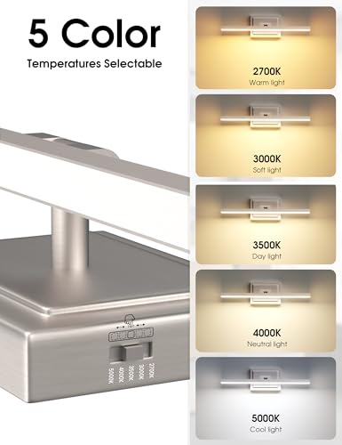 Image of VOLISUN Modern Bathroom Vanity Light 24 inch, Rotatable, 14W Dimmable 5CCT Led Bathroom Light Fixture Over Mirror, Brushed Nickel Bar Vanity Light for Bathroom Mirror Restroom-ETL Certificated