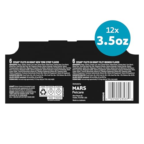 Cesar Filets in Gravy Wet Dog Food, Steak Mix Variety, 3.5 oz, 12 Count - image 8