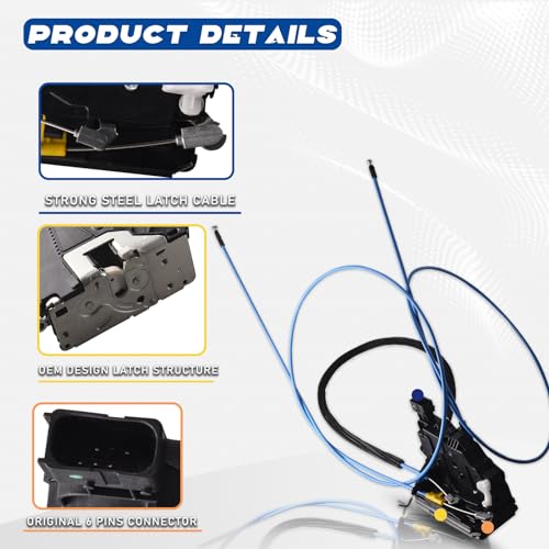 Image of Sliding Door Lock Actuator Compatible for Ram Promaster 1500 2500 3500 2014-2018 Passenger Side Sliding Door Latch Actuator Cable Assembly 68226180AB 68226180AC 68226180AD