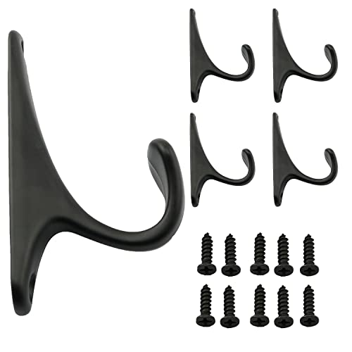 Xgng 5Pcs Wall-Mounted Hook Single Coat Hook With Mounting Screws, Black Towel Hooks Clothes Rack Hanging Hooks Bathroom Accessories Robe Hook #TOP14