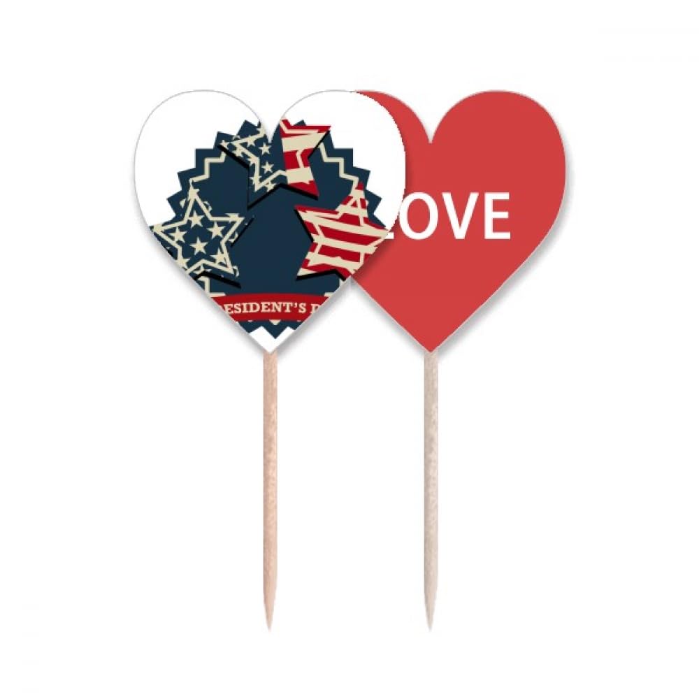 Drapeau américain en cœur sur pique bois pour embellir vos cupcakes de fête