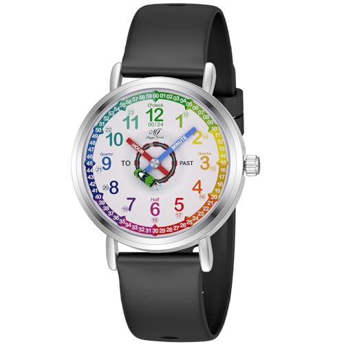Image of ManChDa Kids Watch for Girls Analog Watch Childrens Toddler Watch for Kid 8-12 Tell Time Watch Easy to Read Teaching Watch Time Learning Study Time Teacher Watch Kids Gift Christmas