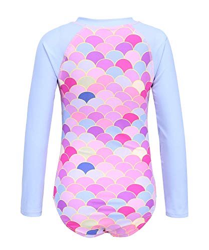 Moon Tree Girls One Piece Swimsuits Long Sleeve Rash Guard Zipper Front Bathing Suit UPF 50+2