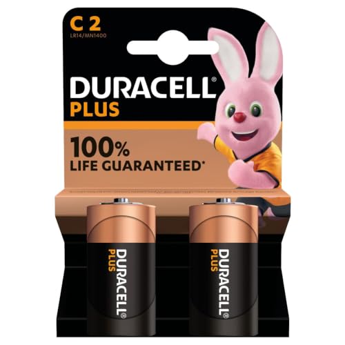 4 pilas alcalinas Duracell C-Plus, LR14/MN1400 (2 blísters de 2 baterías) 4 pilas