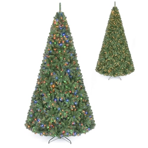 Goplus 9ft Pre-Lit Artificial Christmas Tree with 11 Light-Modes
