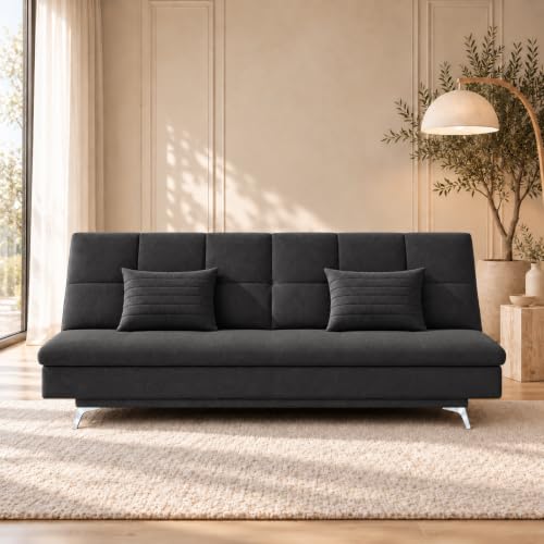 Casaliving Danny Sofa Cum Bed for Living Room Premium Fabric Sofa New 3 Seater Sofa Cum Bed Velvet Fabric with 2 Cushions and Suitable for All Indoor (Black) Deal