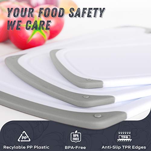 Ligttle Plastic Cutting Board Set of 3, BPA Free Kitchen Cutting Boards with Juice Grooves and Easy Grip Handle, Dishwasher Safe & Non-Porous - Thumbnail 3