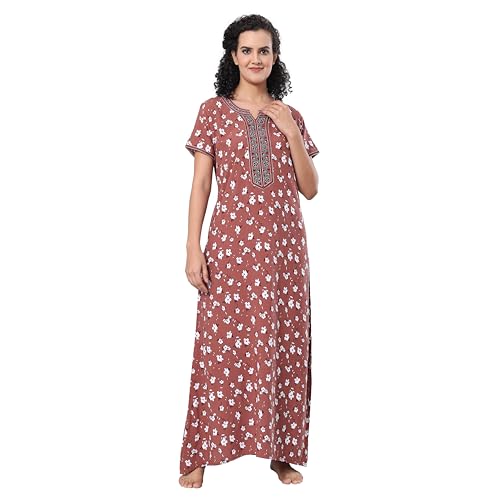 Image of Evolove Women's Viscose Liva Long Maxi Night Gown Nighty Dress with Pocket, Super Soft Comfortable (LNG-Rayon)