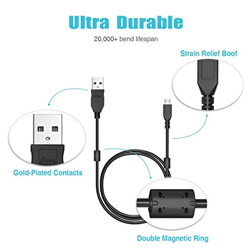 6Amlifestyle Ps4 Controller Charger Charging Cable 10Ft Charge And Play Extra Long Micro Usb For Playstaion 4 Xbox One Controllers Android Phones #TOP3