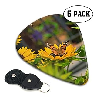 Sunflower Butterfly Lot de 6 médiators pour guitare acoustique, guitare électrique, basse, ukulélé – fin, moyen et épais - Les Beatles, Paul McCartney, John Lennon, RIngo Starr, George Harrison Sunflower Butterfly Lot de 6 médiators pour guitare acoustique, guitare électrique, basse, ukulélé – fin, moyen et épais – Image 2