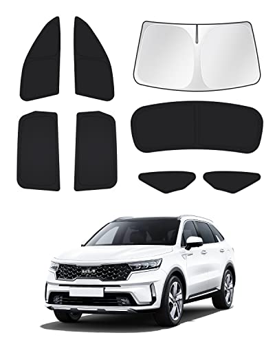 Image of Canvcle Windshield Sun Shade for 2021-2025 2026 Kia Sorento Accessories Side Rear Window Shade Cover Sun Visor Privacy Protection Keep Vehicle Cool Black 8PCS