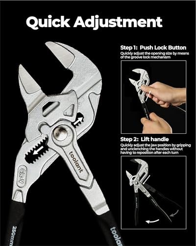Image of toolant 7 /10 /12-Inch Chrome Plated Pliers Wrench Set, CR-V Adjustable Wrenches with Anti-Rust Coating, Smooth Parallel Jaws, Comfort Grip, Storage Pouch for Home Repair, Plumbing, Nuts & Pipes