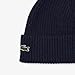 Lacoste Women's Ribbed Cashmere Beanie, One Size, Navy Blue