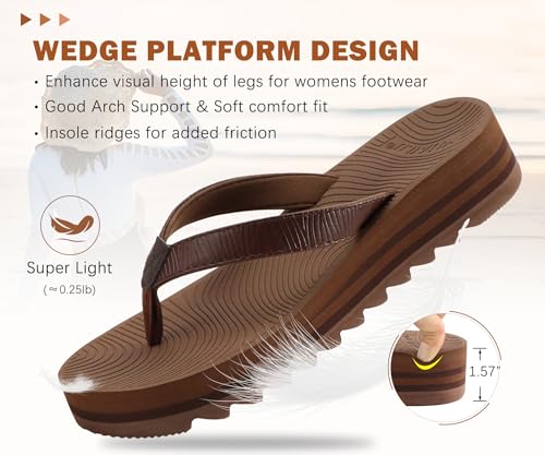 KuaiLu Women’s Flip Flops Ladies Yoga Mat Platform Thong Sandals Dressy Womans Lightweight Summer Slip On Beach Flip Flop Sandles, Soft Cushion Footbed, Arch Support3