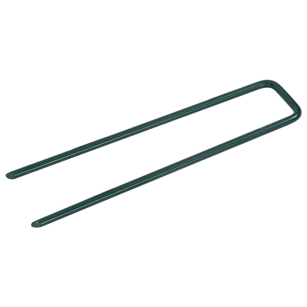 100 picchetti a forma di U per prato artificiale, 150 x 35 x 4 mm, chiodi di fissaggio in ferro per tessuto non tessuto da giardino, chiodi per il fissaggio di tappeto erboso, telo erbacce e pellicola