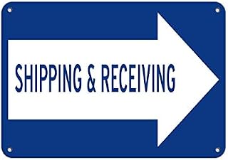 Warning Shipping Receiving with Right Arrow Aluminum Metal Tin Sign Wall Decor for Business Logistics Area 8x12 Inch