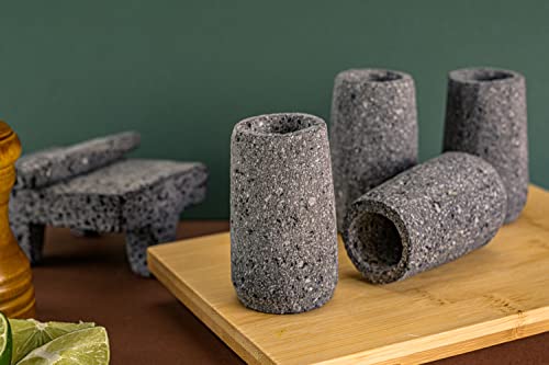 Mextequil - Volcanic Stone Shot Glasses - Set Of Natural Shot Glass - 1.5 Oz - 100% Organic & Eco Friendly - Natural Basalt Rock - Handmade (2 Pieces) #TOP3