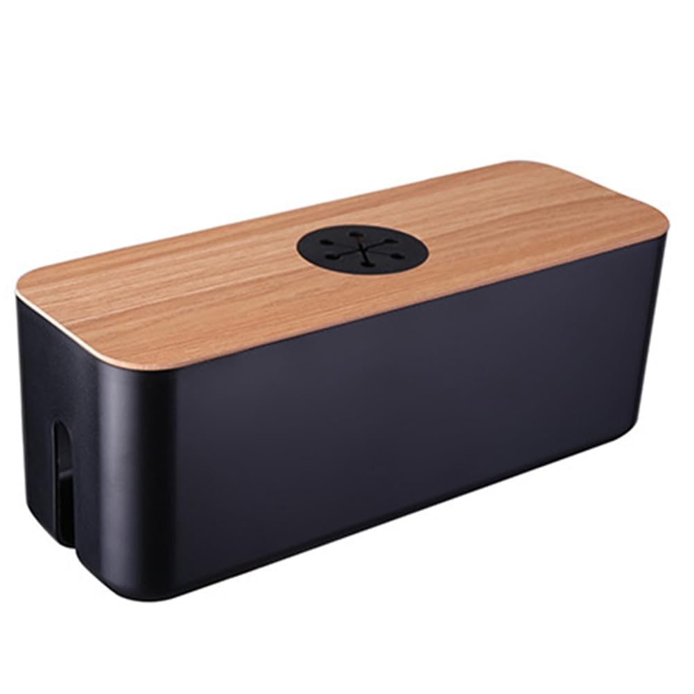 Tuidzljd Wooden Cable Storage Box Power Cord Storage Box Dust-Proof Charger Socket Storage Box Household Cable Winder StorageBoxD