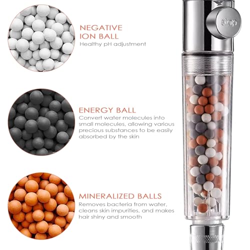 Tekenewbse 9 Pack Mineralperlen Nachfüllset, Shower Head Filter Beads Dusche Duschkopf Filter Gegen Kalk Hair Loss, Filtersteine Wirken Antibakteriell Ionenfilternd Mineralsteine zu Entfernung Chlor