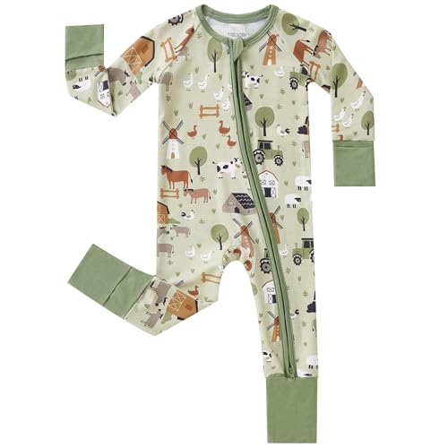 Image of pureborn Baby Infant Boys Girls Zipper Sleeper Snug Fit Viscose from Bamboo Pajamas 0-24 Months