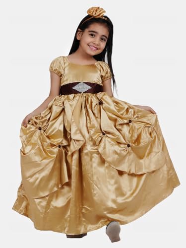 Image of Ripening Baby Girls' Poly Satin Puffed Cap Sleeves and A Square Neckline Gown