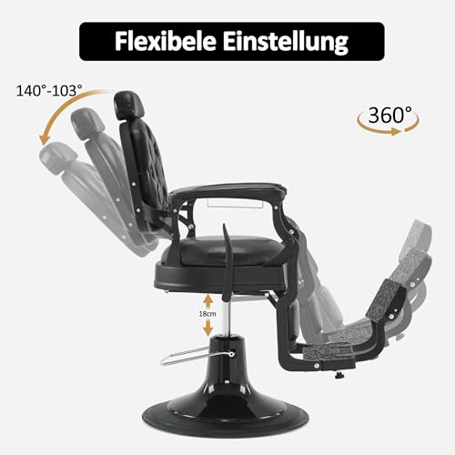 Friseurstuhl mit Kopfstütze, kippbar und höhenverstellbar