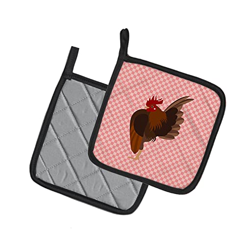 Caroline's Treasures Bb7842Pthd Malaysian Serama Chicken Pink Check Pair Of Pot Holders Kitchen Heat Resistant Pot Holders Sets Oven Hot Pads For Cooking Baking Bbq, 7 1/2 X 7 1/2 #TOP1