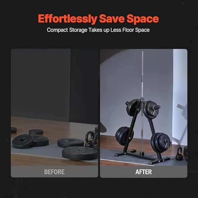 VEVOR Weight Plate Rack, A Frame Weight Plate Tree for 2-Inch Weight Plates, Standard Weight Plate Tree, 300 lbs Load Capacity Weight Storage Holder, Home Gym Barbell Rack Storage Stand, Black