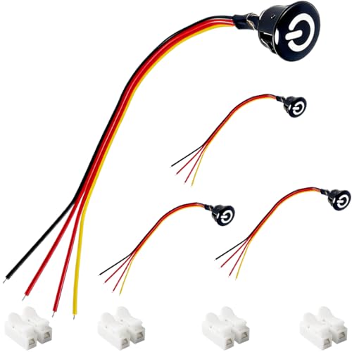 DAOKAI 4 piezas Interruptor regulador táctil LED de 12V CC para encender apagar luces LED con regulación continua controlador integrado para lámpara de escritorio de 3,7V, color negro, 13 mm/0,51icnh