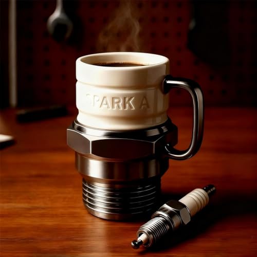 Spark Plug Mug,Spark Plug Coffee Mug,Ceramic Coffee Cup for Car Lovers,Unique Auto-Inspired Gift,Engine S-park P-lug Design,Sparkplug C-offee M-ug for Car Enthusiasts,Mechanics & Garage Lovers
