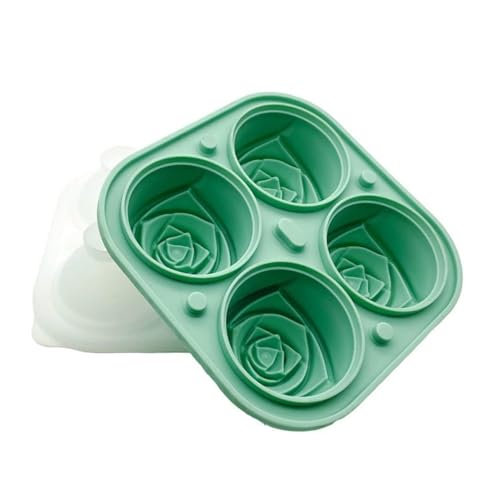 Image of 4-Cavity Silicone Ice Cube Tray Set - DIY Rose and Teddy for Cocktails, Whiskey, Chocolate, and Juice - Reusable, Easy-Release Ice Makers (Rose Shape)