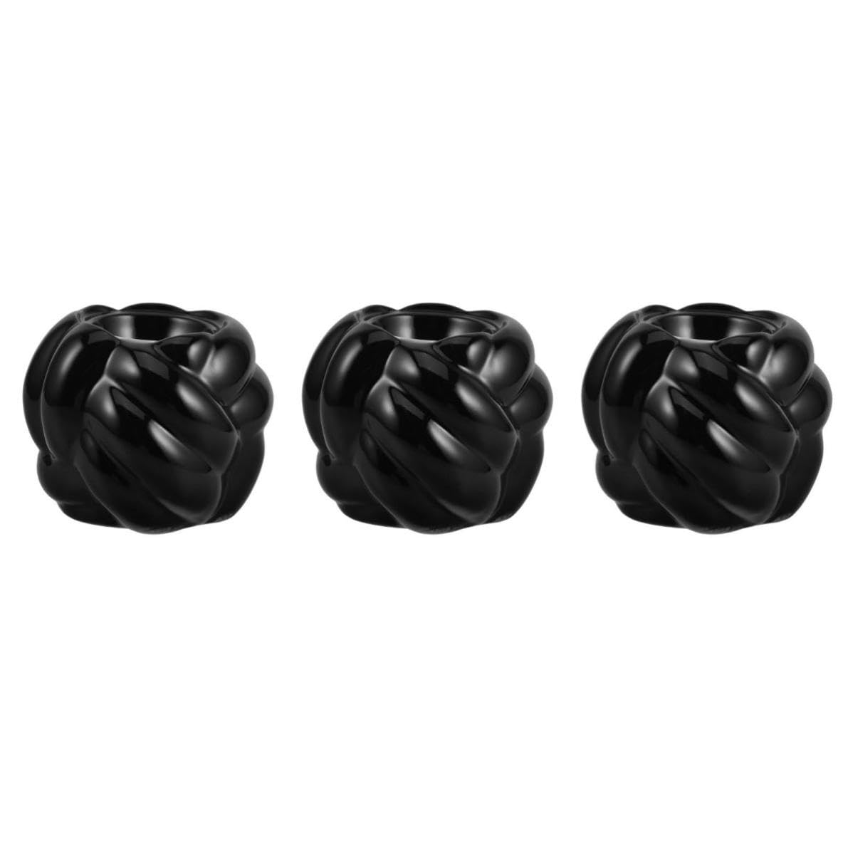 Toyvian 3 Piezas Candelabro Decorativo de Cerámica Negra Base Cónica,